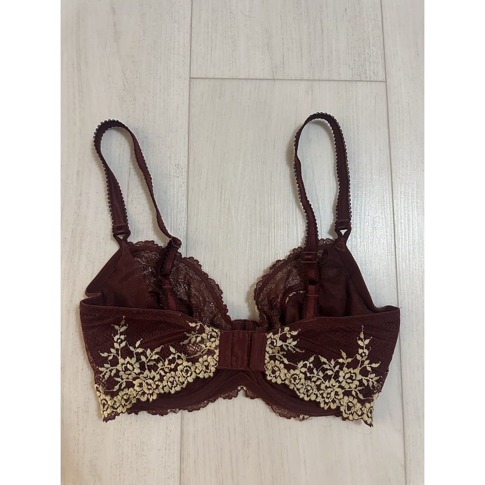 Wacoal Embrace Lace Bra 65191 Sz 34DD - Burgundy / Nude - Floral - NWOT - Picture 3 of 5